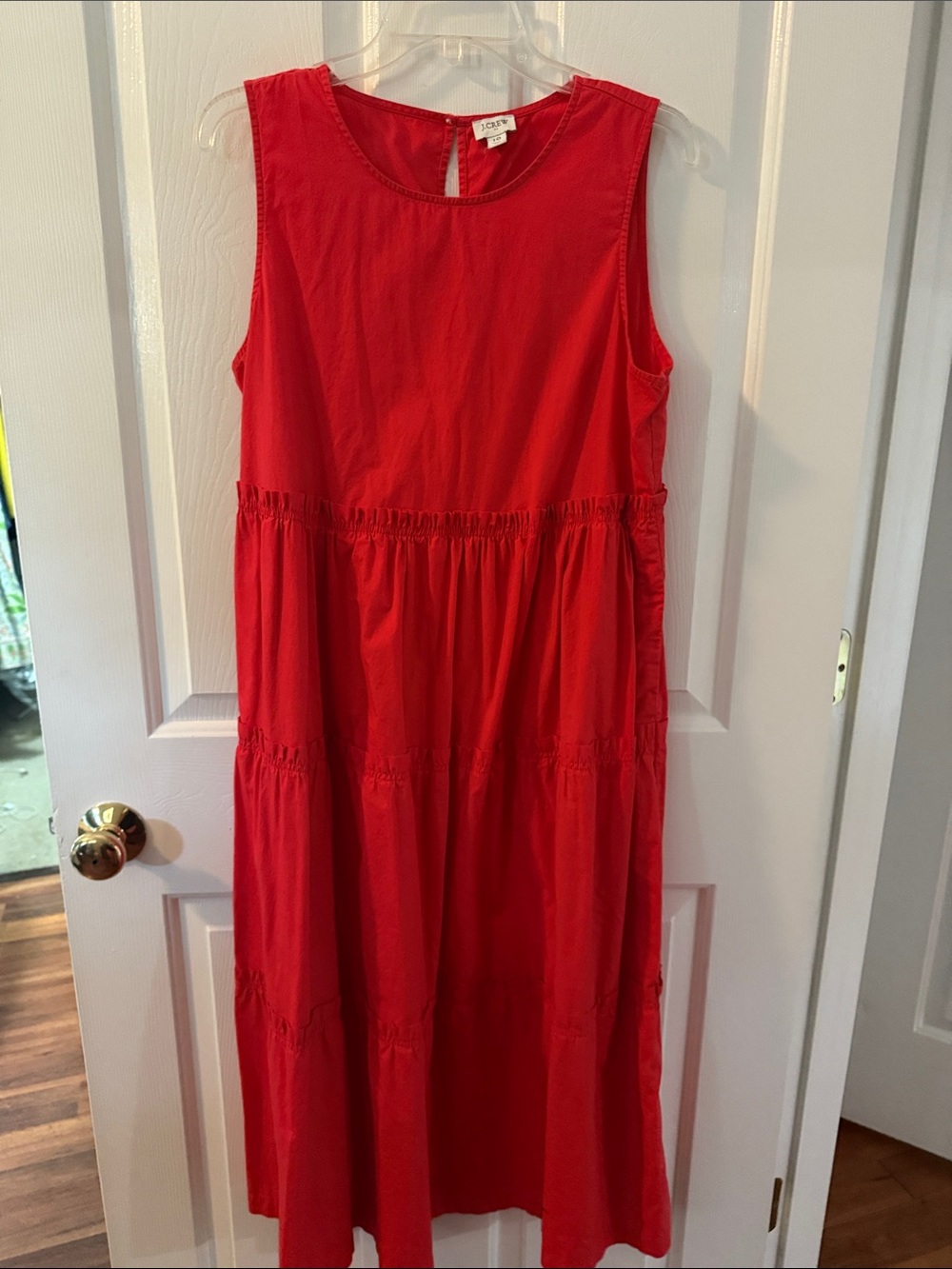J. Crew Red Sleeveless Tiered Maxi Dress